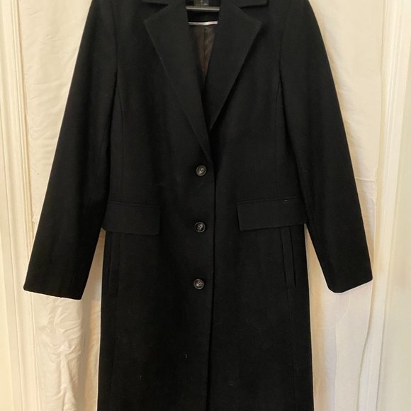 DKNY Coat Size Small Black with Removable Faux-Fur Collar - Picture 2 of 3